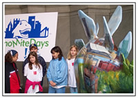 Children with Troyus Hillosaurus at DinoBurgh proclamation